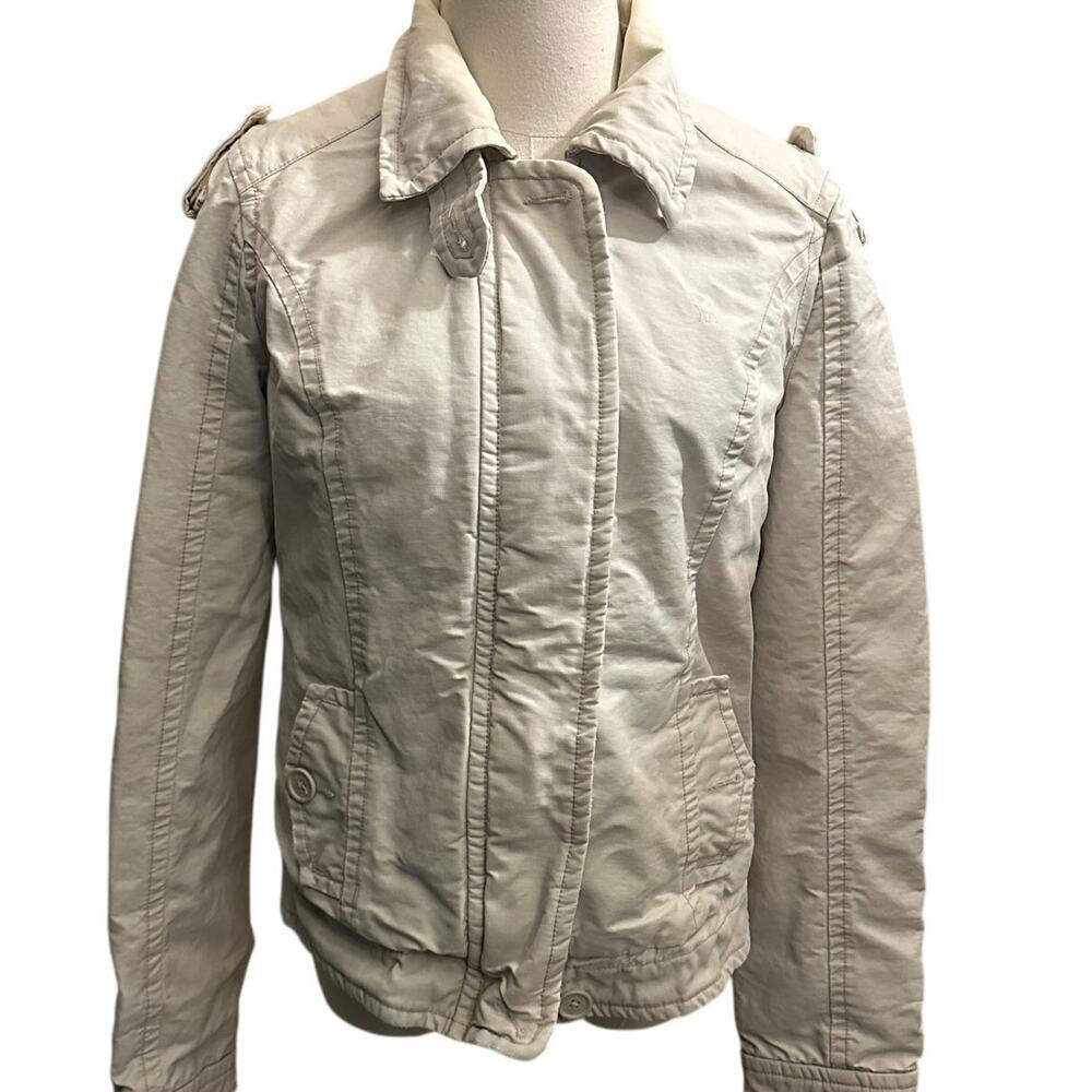 Vintage Abercrombie & Fitch Beige, Quilted Lined, Bomber Jacket- L